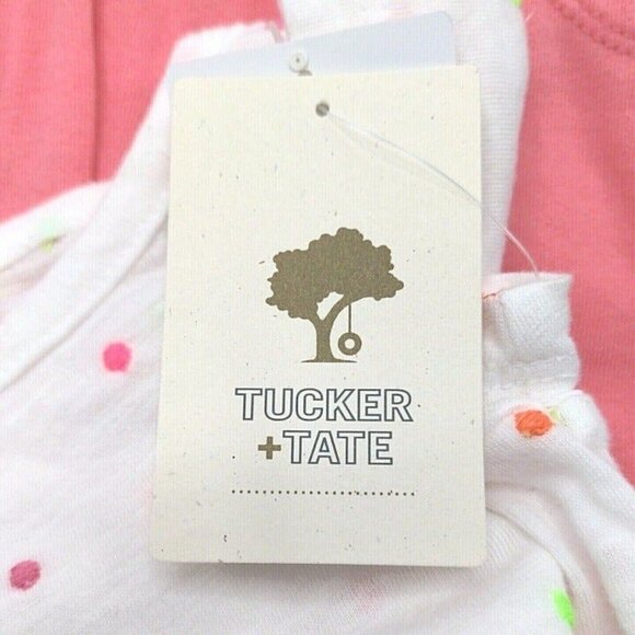 Tucker Tate NORDSTROM Baby Girls Two Piece Shorts Top Set Coral White 6 Mo. NEW - Picture 9 of 11